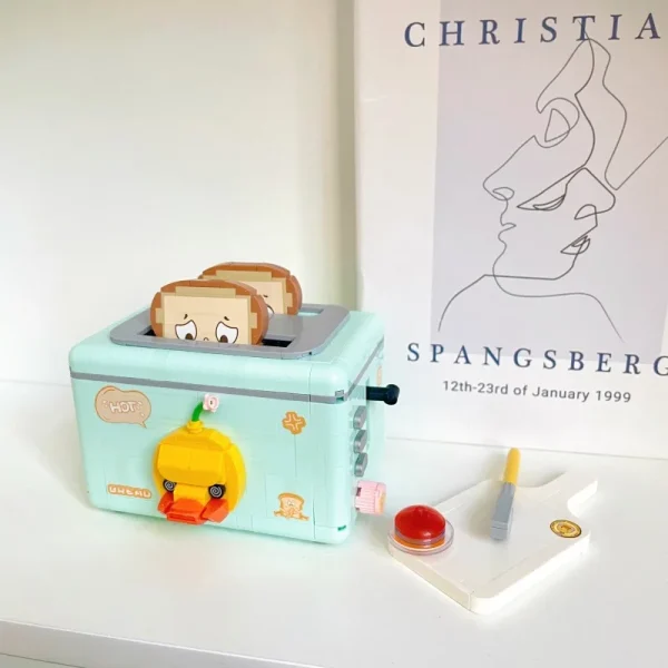 Retro coffee machine, bread machine, small pieces, assembled building blocks, series of educational toys, Christmas birthday gif - Image 5