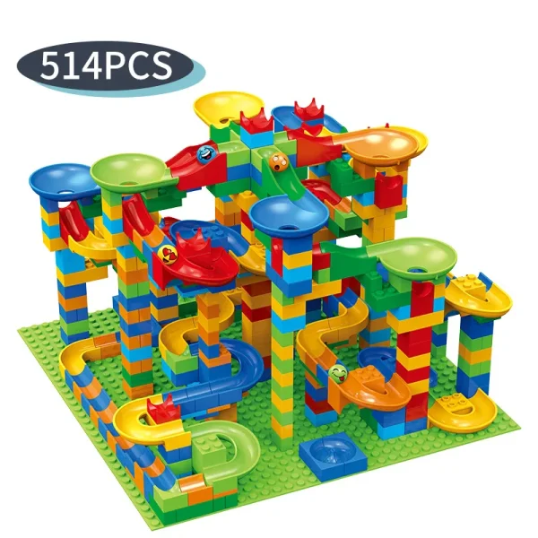84-514PCS Marble Racing Maze Ball Track Toys Compatible with Urban Building Blocks Funnel Sliding DIY Building Toys - Image 6