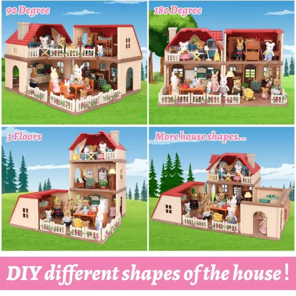 1/12 Dollhouse Furniture Family House Villa Simulate Forest Rabbit Animal Family Miniature Scene Toy Display Furniture Toy Gift - Image 3