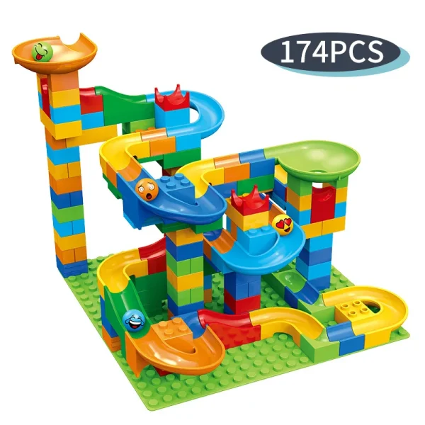 84-514PCS Marble Racing Maze Ball Track Toys Compatible with Urban Building Blocks Funnel Sliding DIY Building Toys - Image 4