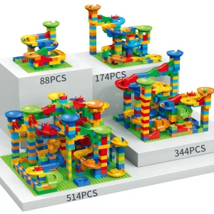 84-514PCS Marble Racing Maze Ball Track Toys Compatible with Urban Building Blocks Funnel Sliding DIY Building Toys